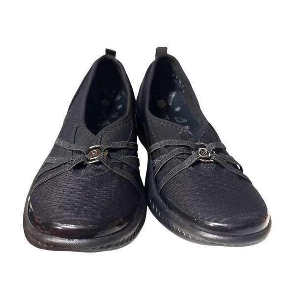 Black Bzees 9 Slip On Comfort Walking Shoes Mesh Fabric Strappy Design - Picture 2 of 6